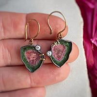 Lagoon/Pink Tourmaline and Diamond Earrings